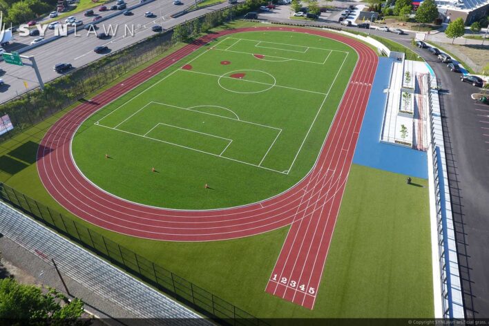 SYNLawn Billings MT sports agility artificial grass with running track and field